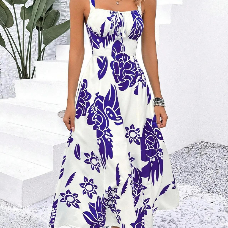 Dames Zomerjurk met Bloemenprint en Spaghettibandjes