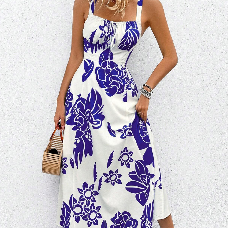 Dames Zomerjurk met Bloemenprint en Spaghettibandjes