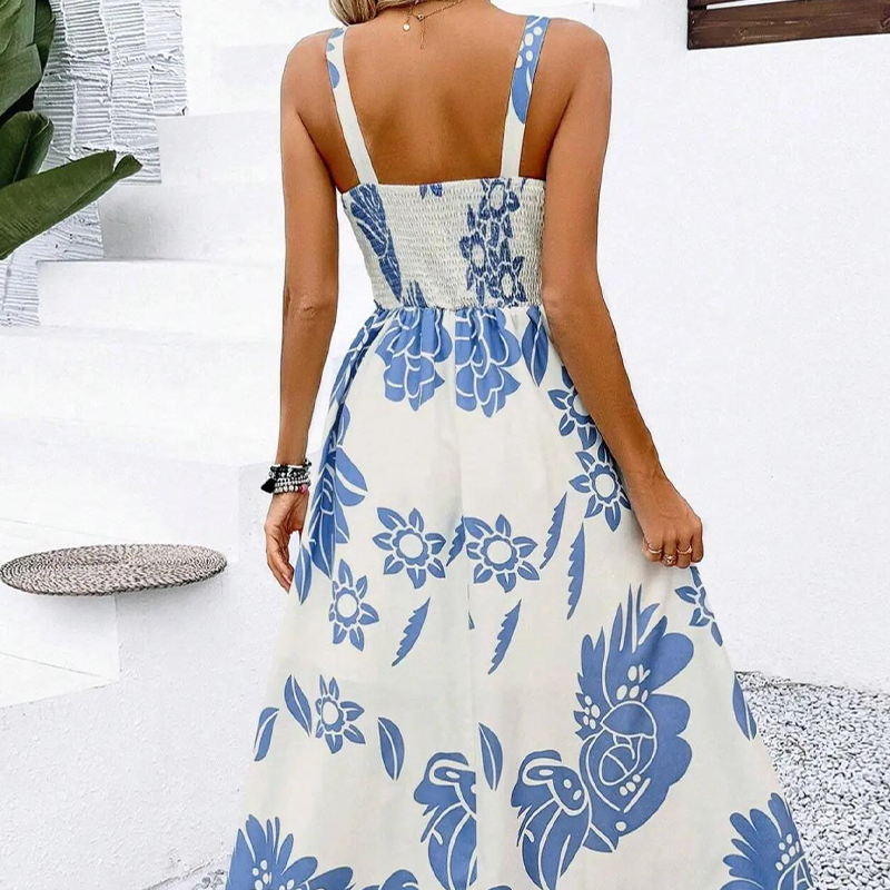 Dames Zomerjurk met Bloemenprint en Spaghettibandjes