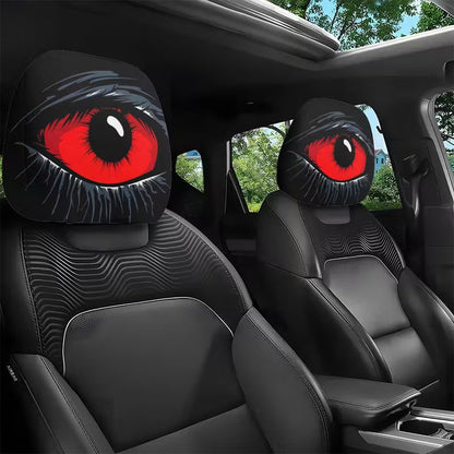 Griezelige rode oog hoofdsteunhoes voor de auto