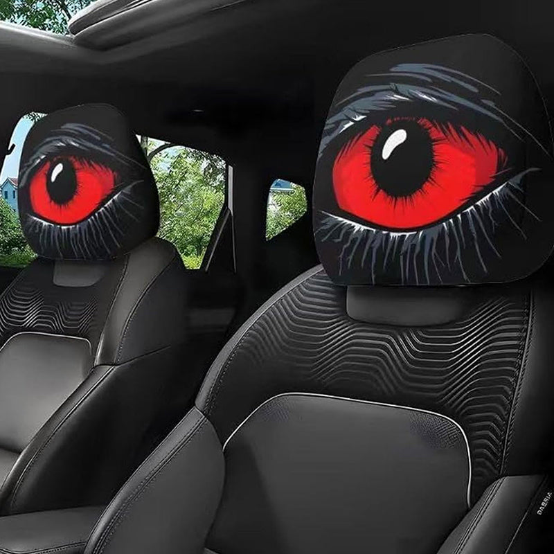 Griezelige rode oog hoofdsteunhoes voor de auto