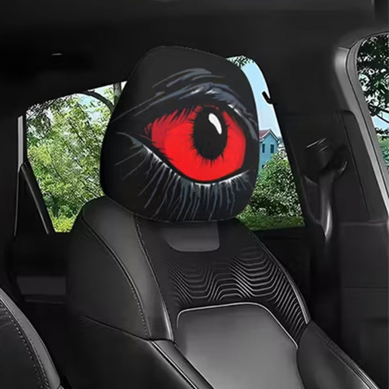 Griezelige rode oog hoofdsteunhoes voor de auto