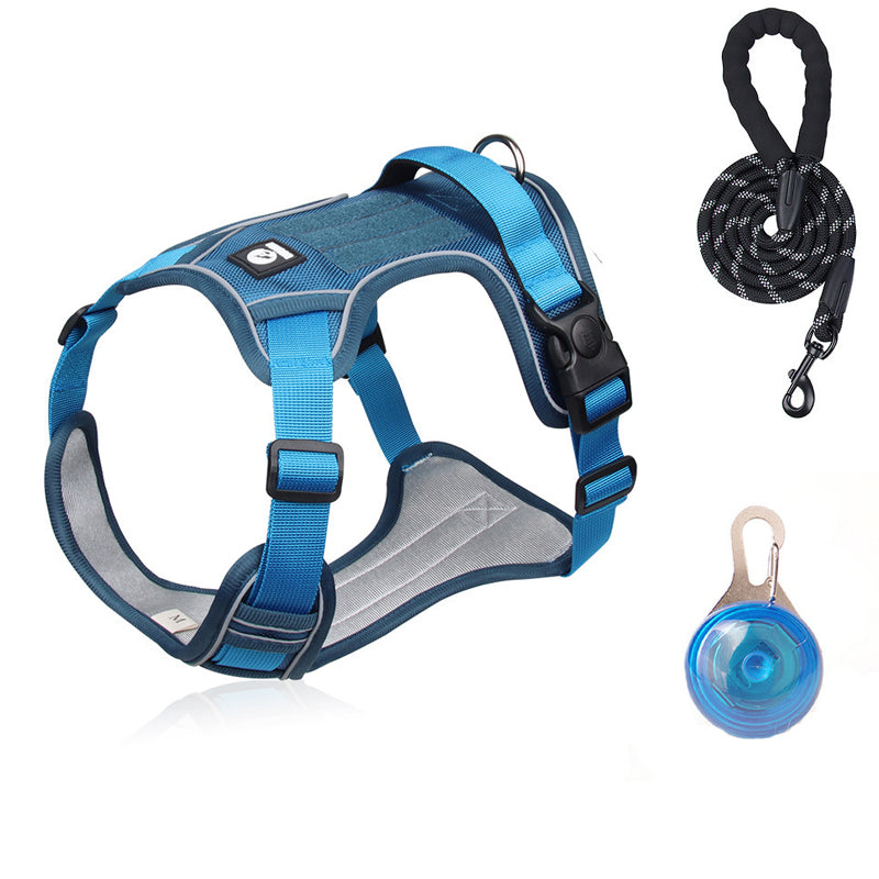 🐕 50% KORTING! 🔦 Anti-trek hondenharnas met LED-lijn en halsband – vermindert druk, zacht nylon en perfect voor nachtelijke wandelingen en training 🌙