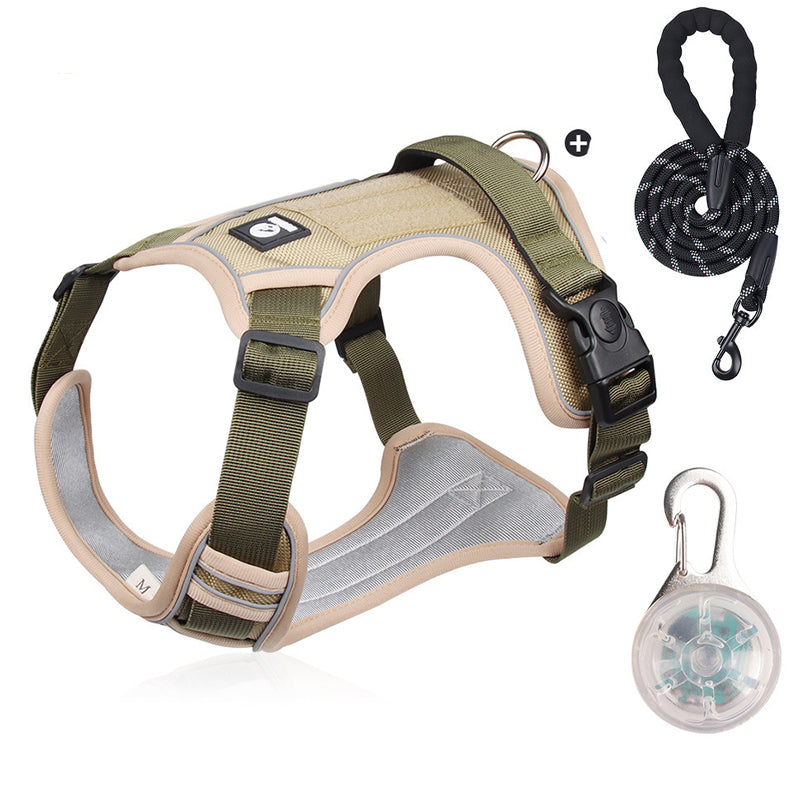 🐕 50% KORTING! 🔦 Anti-trek hondenharnas met LED-lijn en halsband – vermindert druk, zacht nylon en perfect voor nachtelijke wandelingen en training 🌙