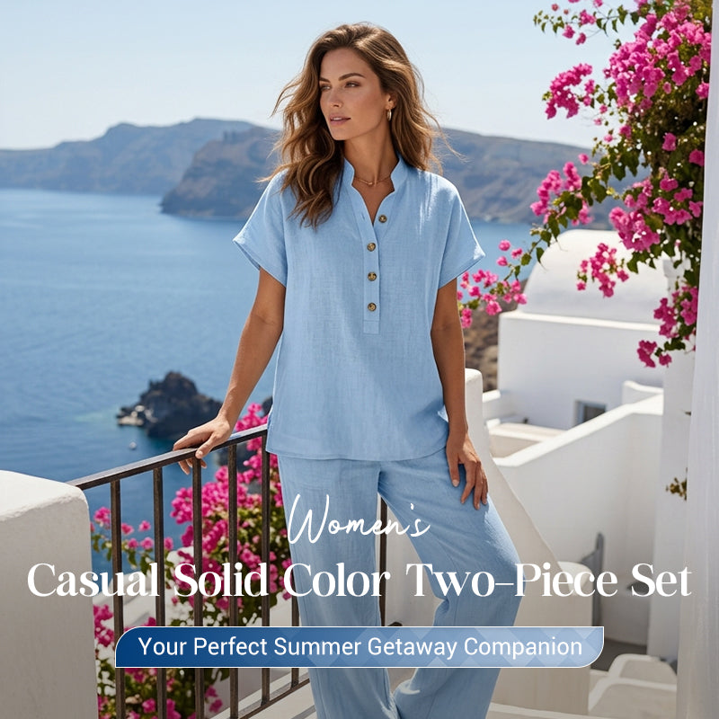 👚Casual tweedelige set voor dames in effen kleur👖
