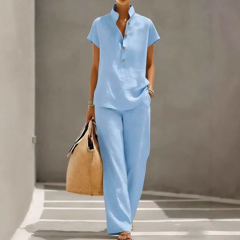 👚Casual tweedelige set voor dames in effen kleur👖
