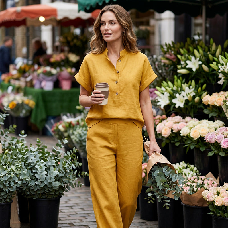 👚Casual tweedelige set voor dames in effen kleur👖