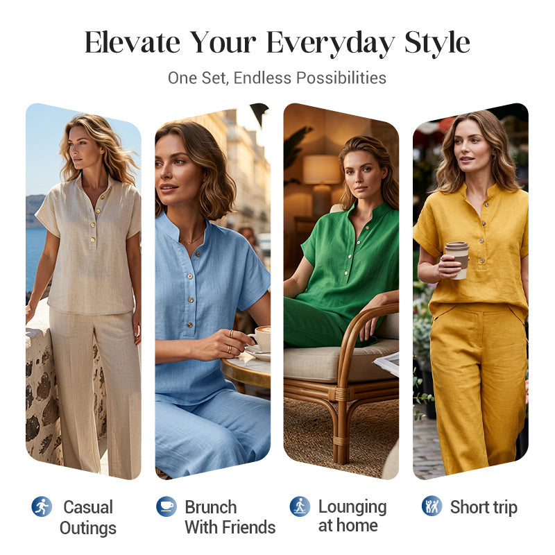👚Casual tweedelige set voor dames in effen kleur👖
