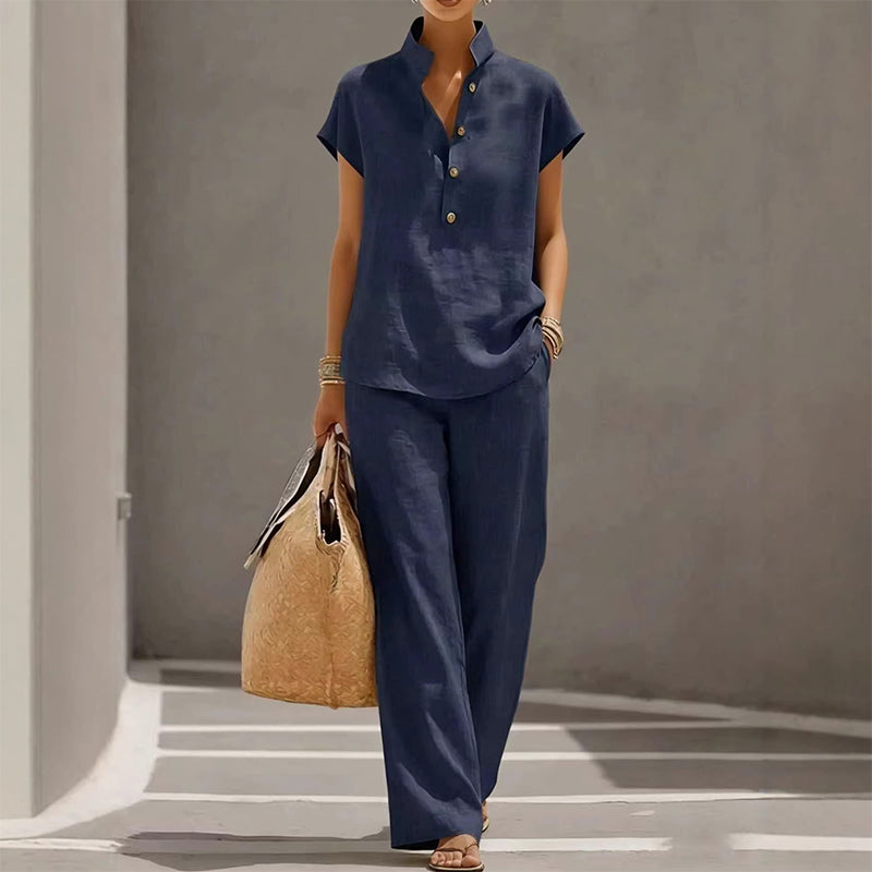 👚Casual tweedelige set voor dames in effen kleur👖