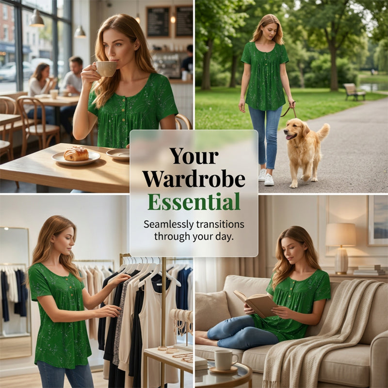🥳HETE UITVERKOOP 2026🥳💞Meer dan 50K+ verkocht!Dames bloemenprint geplooide tuniek top
