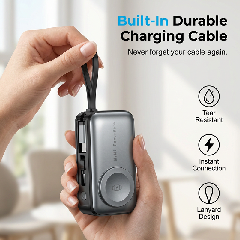 🔋 3-in-1 magnetisch oplaadstation zonder powerbank — Ingebouwde kabel, magnetisch, en het stopt in élk zakje