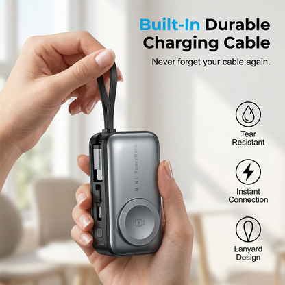 🔋 3-in-1 magnetisch oplaadstation zonder powerbank — Ingebouwde kabel, magnetisch, en het stopt in élk zakje