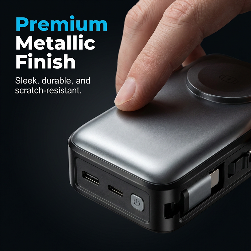 🔋 3-in-1 magnetisch oplaadstation zonder powerbank — Ingebouwde kabel, magnetisch, en het stopt in élk zakje