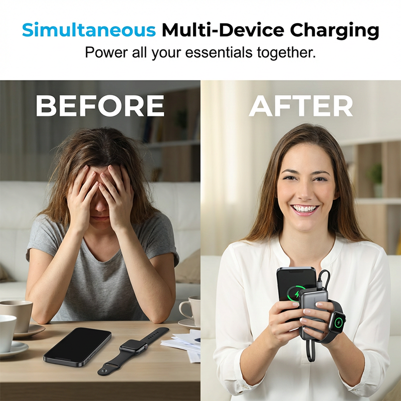 🔋 3-in-1 magnetisch oplaadstation zonder powerbank — Ingebouwde kabel, magnetisch, en het stopt in élk zakje