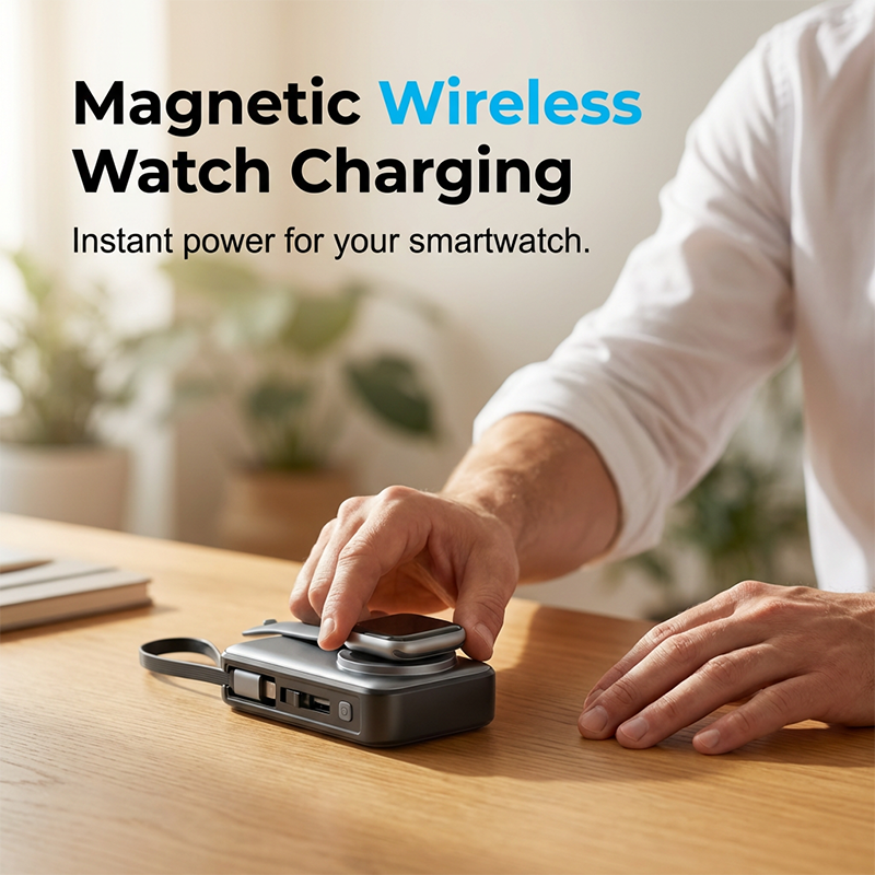 🔋 3-in-1 magnetisch oplaadstation zonder powerbank — Ingebouwde kabel, magnetisch, en het stopt in élk zakje