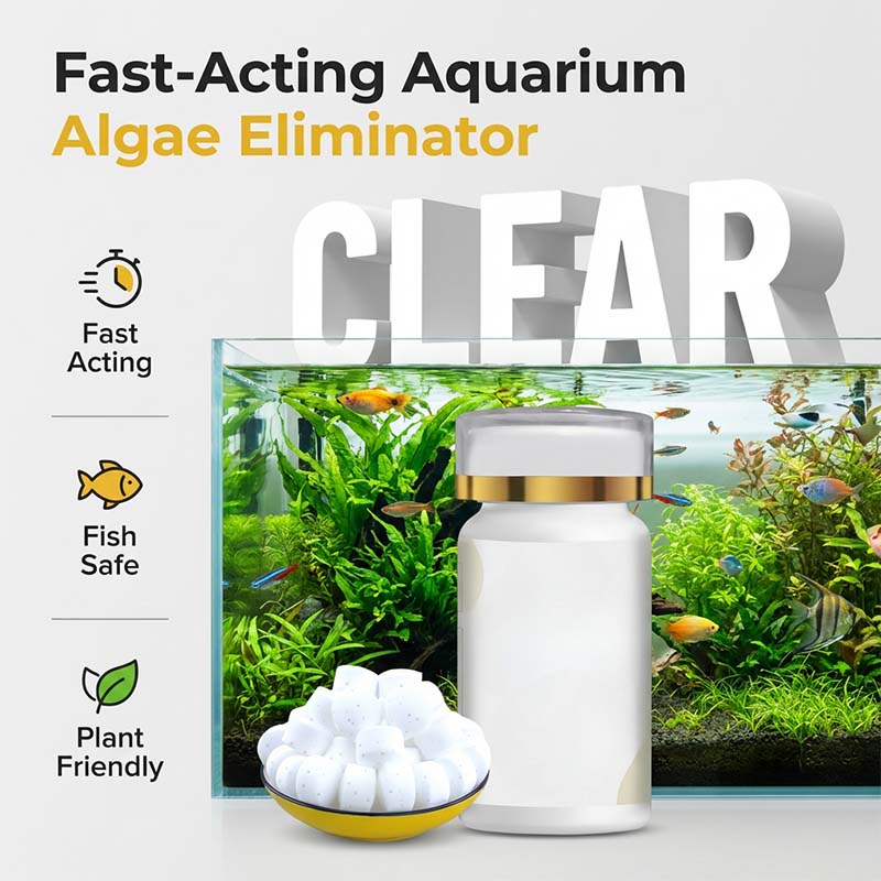 Groen water en mosverwijderaar voor aquariums
