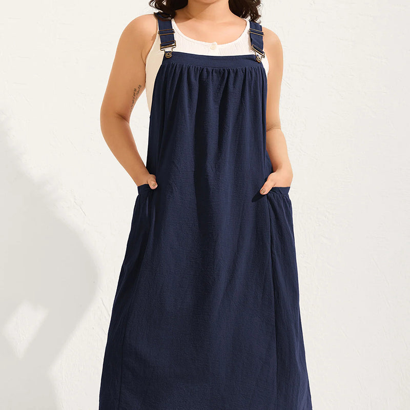 👗 Damesjurk met schouderbandjes – losse pasvorm, met zakken, comfortabel en casual 🍂