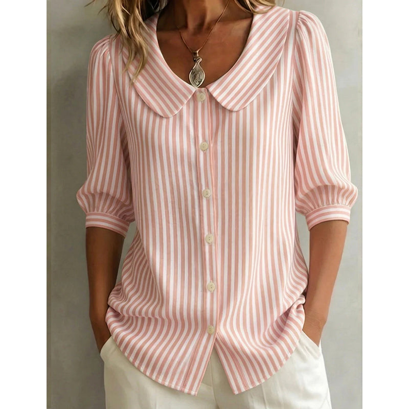 🔥Nieuwe collectie & 50% korting - Gestreept overhemd met knoopsluiting voor de zomer – Stijlvol, slank en comfortabel de hele dag door! ✨