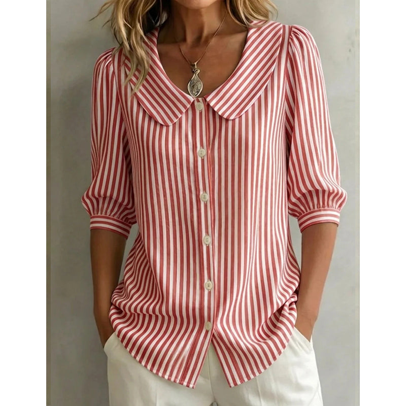 🔥Nieuwe collectie & 50% korting - Gestreept overhemd met knoopsluiting voor de zomer – Stijlvol, slank en comfortabel de hele dag door! ✨