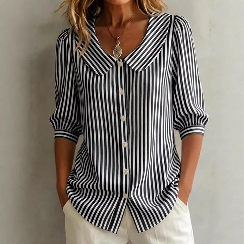 🔥Nieuwe collectie & 50% korting - Gestreept overhemd met knoopsluiting voor de zomer – Stijlvol, slank en comfortabel de hele dag door! ✨