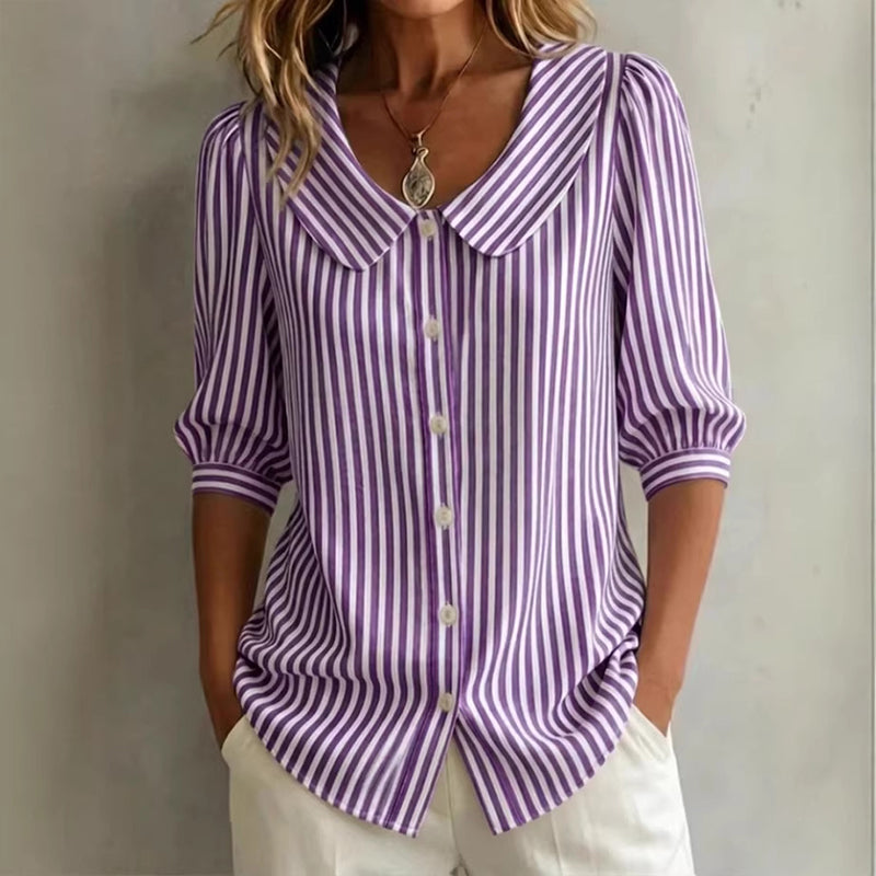 🔥Nieuwe collectie & 50% korting - Gestreept overhemd met knoopsluiting voor de zomer – Stijlvol, slank en comfortabel de hele dag door! ✨