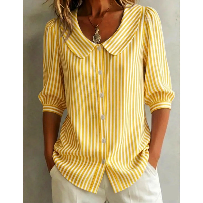 🔥Nieuwe collectie & 50% korting - Gestreept overhemd met knoopsluiting voor de zomer – Stijlvol, slank en comfortabel de hele dag door! ✨