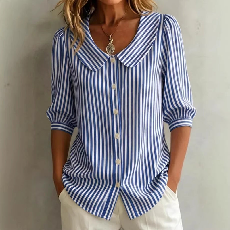 🔥Nieuwe collectie & 50% korting - Gestreept overhemd met knoopsluiting voor de zomer – Stijlvol, slank en comfortabel de hele dag door! ✨