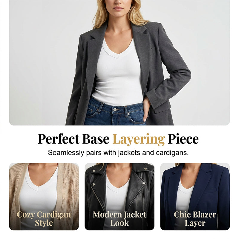 Dames tanktop met V-hals en ribbels