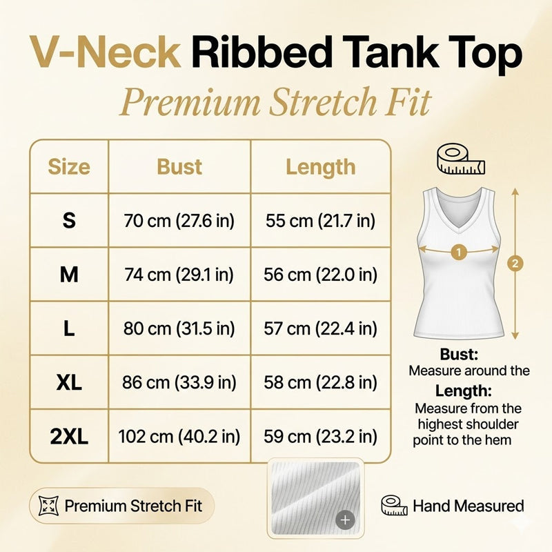 Dames tanktop met V-hals en ribbels