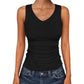 Dames tanktop met V-hals en ribbels
