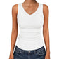 Dames tanktop met V-hals en ribbels