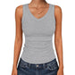 Dames tanktop met V-hals en ribbels