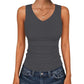 Dames tanktop met V-hals en ribbels