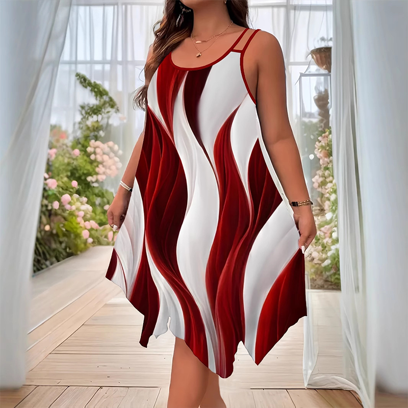Damesmode Mouwloze Midi-jurk met dubbele bandjes