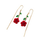 🌹✨PROMOTIE -50%💎Rood-roze oorbellen met kristallen staaf – Threader-stijl, micro-ingelegd & romantisch ontwerp (goud met groen)