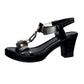 Dames blokhak T-band sandalen
