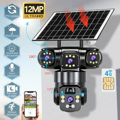 🔥 6K 9MP wifi-beveiligingscamera voor buiten | 10x zoom, 3 lenzen, 360° PTZ | IP66 waterdicht, kleurennachtzicht, tweeweg audio, bewegingsdetectie