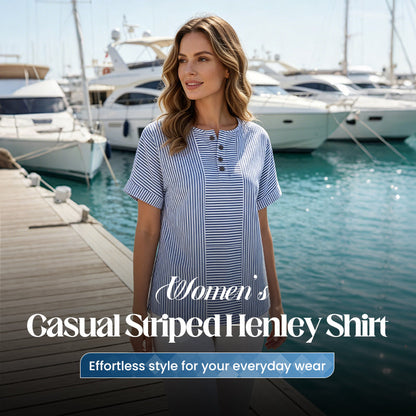 👕 Gestreept Henley-Shirt – Comfortabel, Strijkvrij & Zacht voor Elke Dag ✨