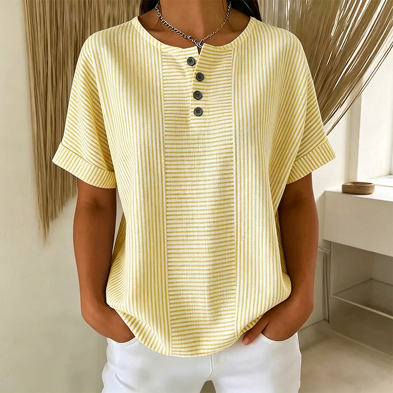 👕 Gestreept Henley-Shirt – Comfortabel, Strijkvrij & Zacht voor Elke Dag ✨