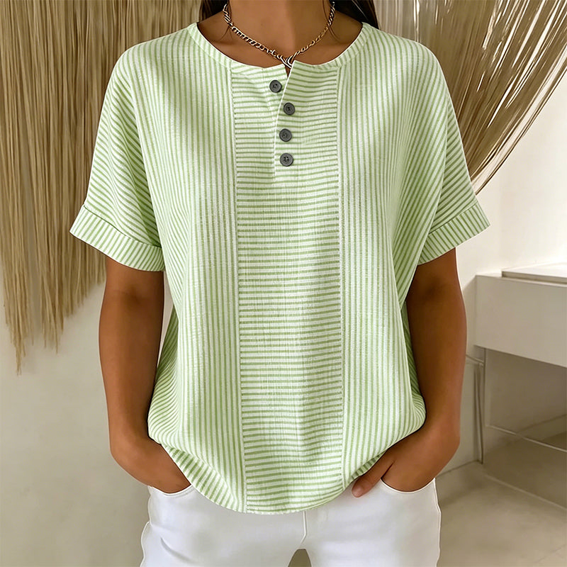 👕 Gestreept Henley-Shirt – Comfortabel, Strijkvrij & Zacht voor Elke Dag ✨