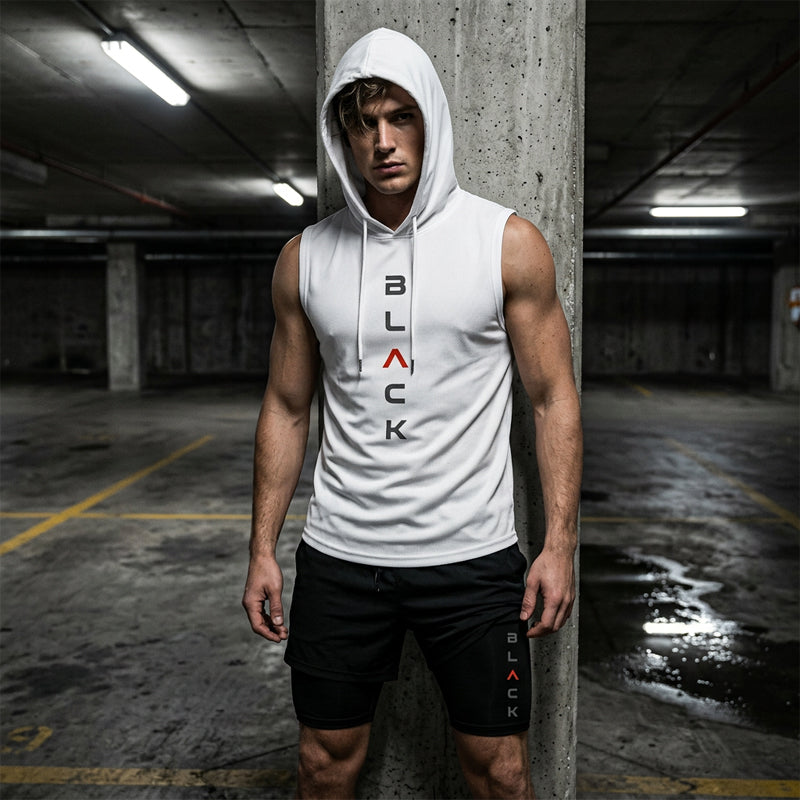 Heren Sportief Mouwloos Hoodie & Shorts Set