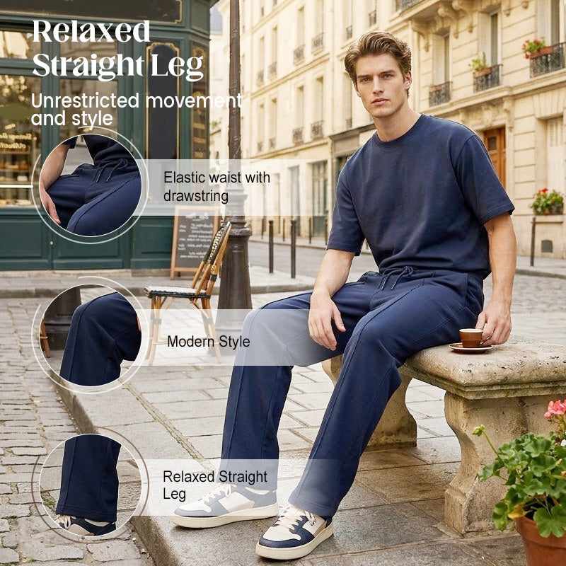 🛒 54 % korting 👖Herenbroek met elastische tailleband en trekkoord, recht model