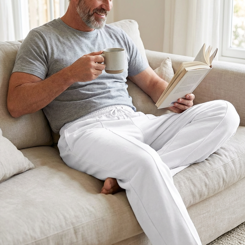 🛒 54 % korting 👖Herenbroek met elastische tailleband en trekkoord, recht model