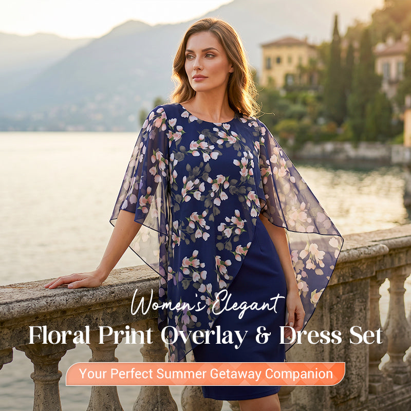 👗 50% KORTING! ✨ Set met Bloemen Overlay en Jurk – Elegant & Vrouwelijk – Perfect voor bruiloftsgasten, tuinfeesten of lenteachtige gelegenheden 🌸