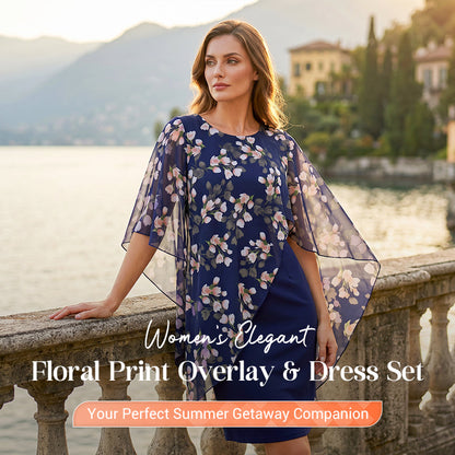 👗 50% KORTING! ✨ Set met Bloemen Overlay en Jurk – Elegant & Vrouwelijk – Perfect voor bruiloftsgasten, tuinfeesten of lenteachtige gelegenheden 🌸