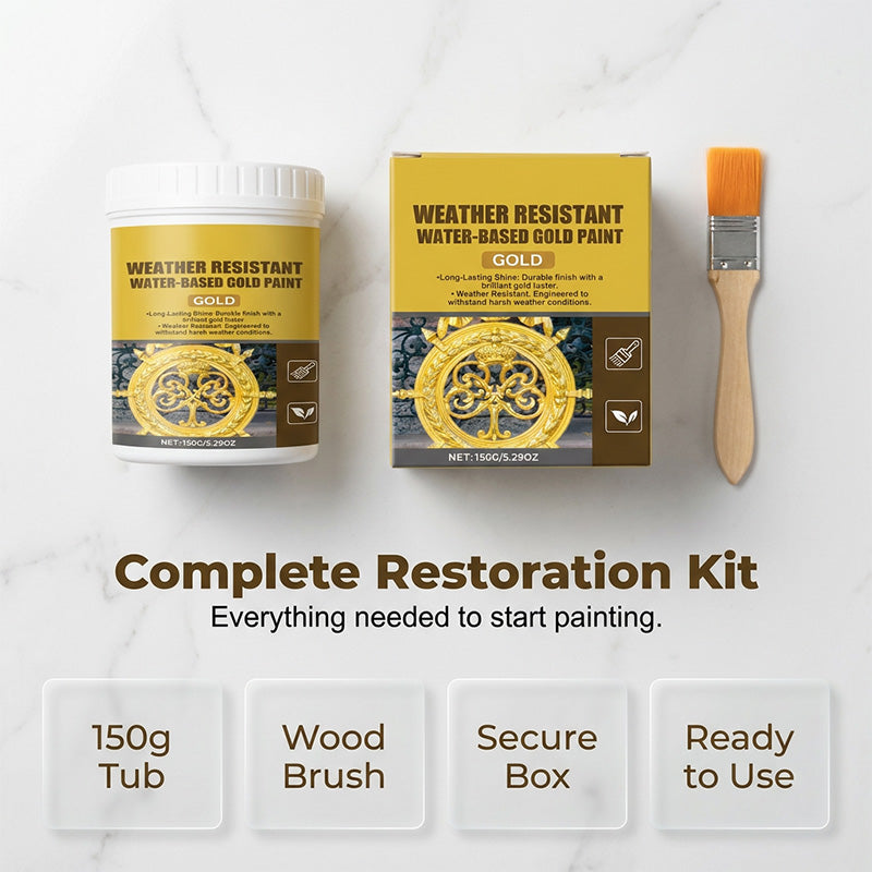 🥳💛 50% KORTING! 50K+ verkocht! Nooit meer gouden verf die na één seizoen vervaagt! Dé weerbestendige waterbasis goudverf met briljante metallic glans – voor metaal, hout & steen!
