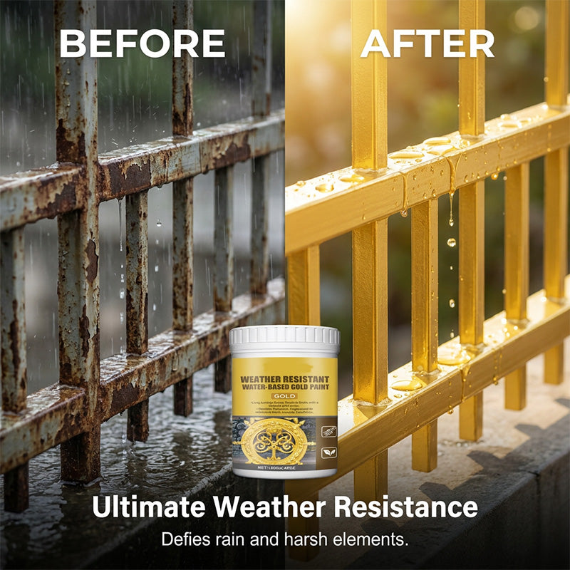 🥳💛 50% KORTING! 50K+ verkocht! Nooit meer gouden verf die na één seizoen vervaagt! Dé weerbestendige waterbasis goudverf met briljante metallic glans – voor metaal, hout & steen!