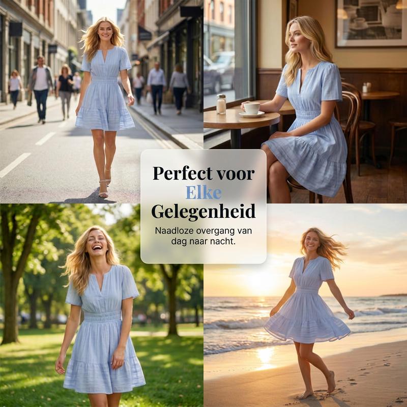 🔥2026 Nieuw Binnen & Bestseller & 50% Korting🔥 Dames Korte Mouw Gelaagde Mini Jurk