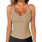 Dames geribbelde tanktop met V-hals