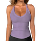 Dames geribbelde V-hals tanktop
